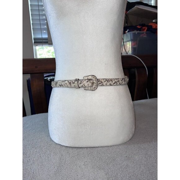 BERGDORF GOODMAN Phyton Snakeskin Covered Buckle Slim Belt - Picture 3 of 10